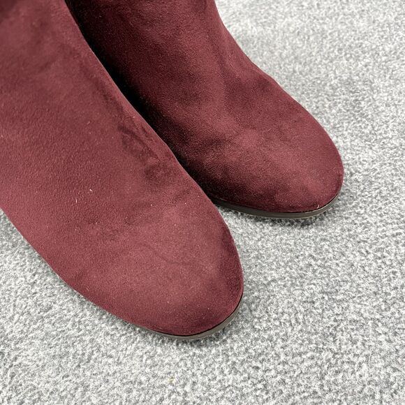 Apt 9 Boots Womens 5.5 Med Burgundy Red Wine Maroon Booties Block Heels - Picture 3 of 14